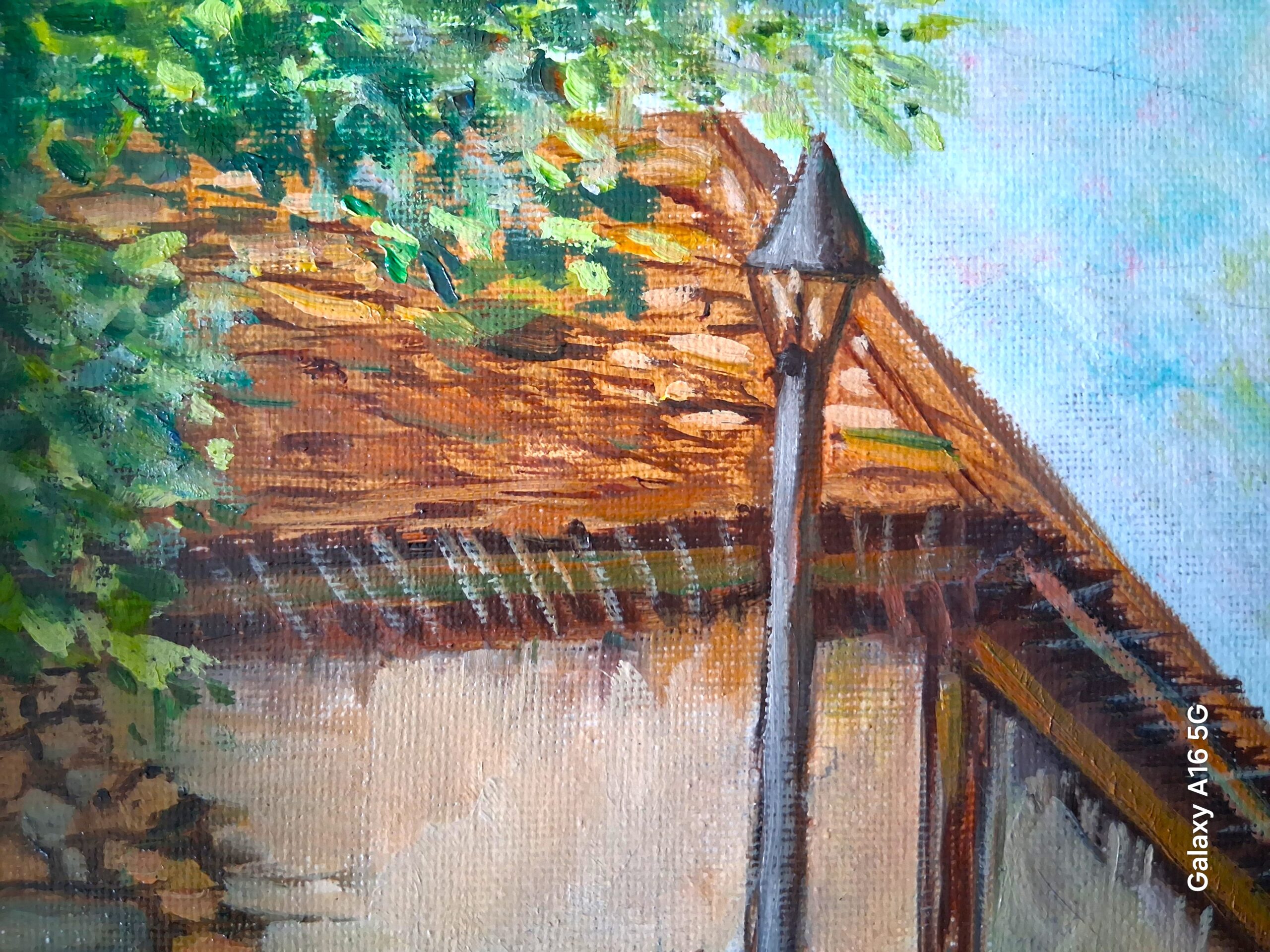 village scene with guard dog village scene with guard dog